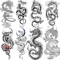 Temporäre Drachen-Tattoos – 6 Bögen, Wasserdicht, Hautverträglich, Einfach Aufzutragen, Für Partys, Festivals, Als Körperdekoration