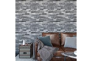 VaryPaper Carta da Parati Mattoni 3d 45cmx200cm Carta Adesiva Effetto Pietra Grigia Carta da Parati Adesiva Muro Vintage Pellicola Top Cucina Adesiva Carta Adesiva Impermeabile per Bagno Soggiorno
