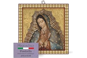 F.LLI BONELLA FRATELLI BONELLA - Piastrella 20x20 cm in Ceramica Raffigurante la Madonna di Guadalupe - Piastrella con Figura Sacra da Appendere - Piastrella in Ceramica