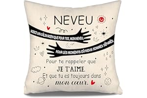 AOSUMIN Voici Un câlin Rien Que pour toi Mon Neveu pour Les Moments où Nous Sommes séparés pour Te rappeler Que Je t’Aime Housse de Coussin pour Neveu Anniversaire Graduation Cadeau de Noël