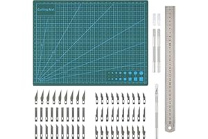 Belle Vous Set 65 Piezas Alfombrilla de Corte A4 con Cuchillas - Bisturi Manualidades y Tapete - Set para Arte de Papel, Álbumes de Recorte, Modelado, Plantillas y Más