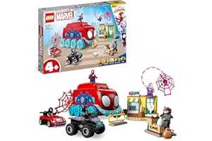 LEGO Marvel Mobilna kwatera drużyny Spider-Mana, Zabawka dla Dziecka 4+, z Minifigurkami Milesa Moralesa i Czarnej Pantery, Spidey i Super Kumple, Prezent dla 4-latka, 10791