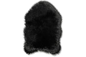 ‎TEPPICH WÖLKCHEN Teppich Wölkchen Dywan Z Imitacji Owczej Skóry - Wystrój Salonu Sypialnia - Sztuczne Futro Jako Zmywalny Dywanik Nocny, Futro Ozdobne Na Krzesło, Sofę, Łóżko - Czarny - 100X150cm