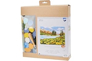 Vervaco PN-0174564 Berglandschaft Knüpfpackung Teppich, Baumwolle, mehrfarbig, ca. 70 x 51 cm / 28" x 20,4"