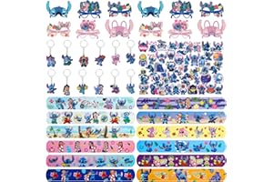 FOESIHEP 86Pcs Party Mitgebsel Kindergeburtstag Stit- Ch Spielzeug Set mit 50 Aufkleber 12 Schlüsselanhänger 12 Party Masken Brillen 12 Schnapparmband Mitbringsel Geschenk Kinder Party Zubehör Geburtstag Deko