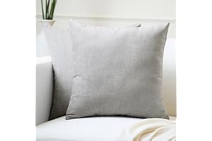 Encasa XO Chenille Cushion Covers Set of 2 | Solid Light Grey - (16"x16") (40x40 cm) | Decorative Accent Square Throw Pillow Cases For Couch, Home Decor, Sofa