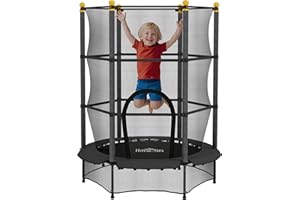 HOMCOM Trampoline Enfant Ø 1,40 m Filet de sécurité Porte zipée Couvre-Ressorts 6 poteaux rembourrés Inclus