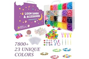 HJZWTS 7800 Loom Bands Kit Includes Colorful Premium Rubber Quality Craft Kit and Accessories Inspire Creativity and Skill Development Great Gift for Kids