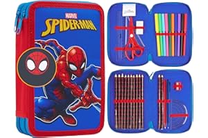 Marvel Spiderman Estuche Escolar con Material Incluido Material Escolar y Papeleria Estuches Aesthetic con Lápices Rotuladores Regalo para Niños (Multi)
