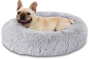 KFNIRE Cuccia Cane Gatto Rotondo da Ciambella Soffice Pelliccia Sintetica di Peluche Letto Per Cani e Gatti [L, Ø60 cm] Cuccia per Cane Gatto con Fondo Resistente All'acqua e Antiscivolo