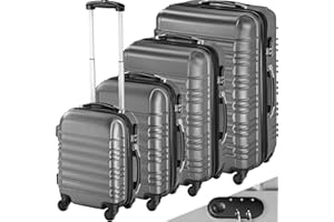 tectake 4 teiliges ABS Reisekofferset Trolley Hartschalenkoffer 4 Rollen 360 Grad - Diverse Farben -