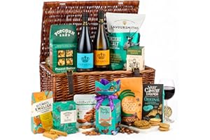 THORNTON & FRANCE Thornton and France Fireside Feast Luxury Wine Hamper With Red Wine & White Wine | Luxury Christmas Food Hamper Gift For Families And Sharing | 12 Delicious Items