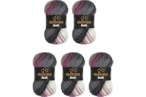 Wollbiene Batik 5 ovillos de 100 g, 500 gramos, multicolor con degradado, multicolor (5400 gris oscuro, bayas blancas)