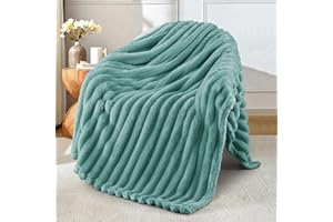 Exclusivo Mezcla Verde Grisáceo Manta Sofá - Manta Franela para Cama, Manta Polar, Doble Cara Suave, Fácil Cuidado y Ultra Ligera, Todas Estaciones, 130x150 CM