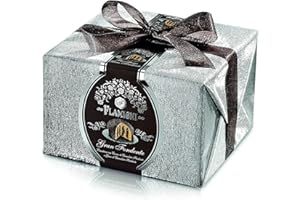 FLAMIGNI, Panettone Artigianale Gran Fondente con Crema Pasticcera al Cacao e Gocce di Cioccolato Fondente, Glassato con Cioccolato e Scaglie di Cioccolato Fondente, Confezione per Natale, 950 gr