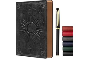 ZXHQ Portada suave de la revista retro de cuero, 288 páginas, 180 planos, para escribir un diario de viaje portátil, 5,7 'x 8,3' gris oscuro