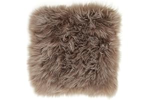 ‎-LUXOR- LIVING -LUXOR- living Sitzkissen aus echtem Schaffell – kuscheliges & bequemes Stuhlkissen, Lammfell Sitzauflage für Stühle & Bänke, 34 x 34 cm Taupe, 4 Kissen