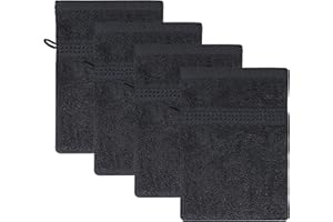 ‎CLASS HOME COLLECTION Class Home Collection Waschhandschuhe 16x21 cm | Frottee Waschlappen Set | 4er Waschhandschuh | 500 g/m² | 100% Baumwolle | Schwarz