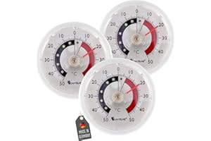 Lantelme 3 Stück Kühlschrankthermometer Set zum ankleben Temperaturüberwachung + - 50°C | Präzise Analog Thermometer für Kühlschrank Gefrierschrank Kühltheke Kühlhaus | Kunststoff Farbe Weiss