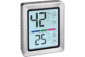 TFA Dostmann EXACTO cyfrowy termo-higrometr, 30.5047.54, wilgotność, temperatura, zdrowy klimat w mieszkaniu, szczególnie dokładny z precyzyjnym czujnikiem