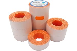 Swift 26 x 12 mm Price Gun Labels Orange 10 Rolls 10,000 Stickers CT4 Wavy Edge Pricemarking Tags Fits Many Pricing Labellers