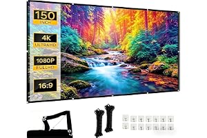 GETRWLBN duk projektor 150 tum (16:9) HD-vikbar, för hemmabio och utomhus