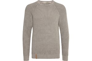 Indicode IDRockford Herren Pullover Strickpullover Grobstrick Pullover mit Rundhals-Ausschnitt Rippbündchen 100% Baumwolle Regular fit