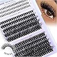 TOOCHUNAG Russian Individual Eyelashes with Bottom Lash Clusters Fluffy D Curl Cluster Lashes 5-7mm Wispy Bottom Eyelash Clusters 10-18mm Thick Upper Individual Eye Lashes Extension