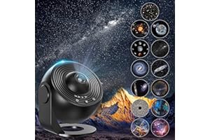 Lysumurl Planetarium Star Projector, 13 in 1 Galaxy Light with 12 Film Discs, 360° Starry Sky Night Light, Celestial Galaxy Projector for Adults Kids Bedroom, Black