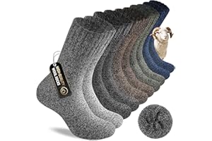 SockWaddles Thermal Socks for Men, 5 Pairs Thick Wool Warm Socks, Breathable and Moisture-Wicking Walking Boot Winter Sock for Outdoor Hiking Sport