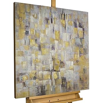 Leinwand Bild 50x50cm - Abstrakte Kunst Moderne Ölgemälde Nachbildung