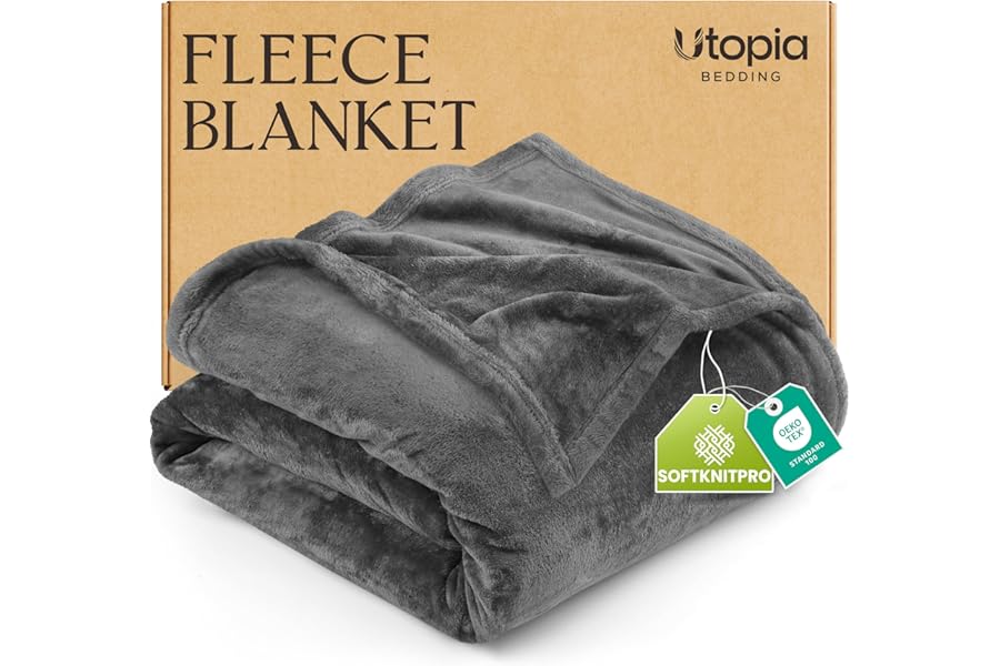 Utopia Bedding Double Fleece Throw Blanket (150x200 cm) – Soft Warm Lightweight Breathable Bed & Sofa Throw – Cosy Home Gift for Men & Women (Grey)