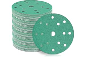 STEBRUAM 150mm Dischi Abrasivi Grana da 60/80/120/180/400 Graniglie Ideale Heavy Duty dorso Carta vetrata per levigatrice orbitale – 50 Pezzi