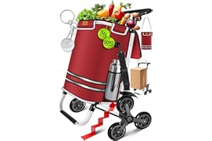 KESSER® Carrello spesa - Montascale con scomparto refrigerante, con Capacità di 56L, Caricabile fino a 50kg, Trolley e borsa a Tracolla 3in1, incl. Chip per la spesa, Pieghevole, Bordeaux