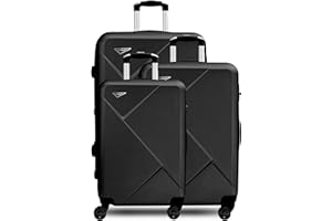 CALDARIUS Luaggage -Hard Shell, 4 Dual Spinner Wheels, Lightweight, – Travel Bag-Combination Lock -Telescopic Handle (Black, Set)
