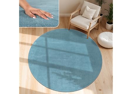 Paco Home Matta för vardagsrum enkel tvättbar mjuk kort hög, Storlek:200 cm Runda, Färg:Turkos - Amazon Deal & Rabatt