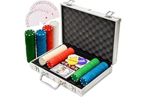 SA Products Professional Texas Holdem Poker Set and Blackjack Set with Portable Carry Case | Casino Chips & Gambling Playing Cards Poker Dice Set for Adults Gaming Accessories (200pc Poker Set)