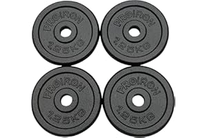 PROIRON Cast Iron Weight Plates 1 Inch Barbell Plates 1.25kg, 2.5kg, 5kg, 10kg Discs in Pair for Lifting and Strength Training, Weights Plates Set for 1’’ Bar