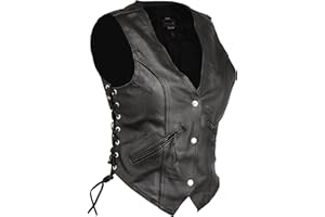 GearX Mujer Piel Chaleco Motocicleta Vitange Motorista Moda