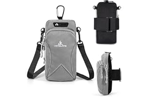 AYMQC Sport-Armtasche Outdoor Laufarmband Sportarmband mit Kopfhörerschlitz für Joggen Radfahren Kompatibel mit iPhone, Samsung, Huawei Handys bis zu 6,7 Zoll (Grau)