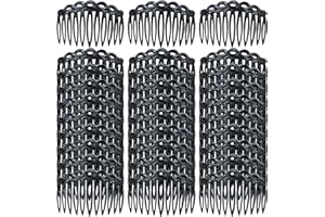Cinaci 30 Pieces Black Water Wave French Twist Plastic Hair Side Combs Slides with 11 Teeth Wedding Brides Veil Combs Hair Accessories for Women Girls
