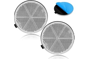 ETUKER 2X Catadioptrico Remolque Adhesivo,Ø80mm,Blanco, Redondo,Reflectors para Caravana Bicicleta Coche Homologado