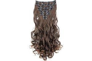 CAISHA by PRETTYSHOP XL 45cm 7 Pezzi Set CLIP IN EXTENSIONS Extensions Per I Capelli Posticcio Voluminoso Ondulato Marrone Mix CE9-1
