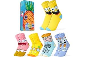 SPONGEBOB SQUAREPANTS SpongeBob Calzini Ragazzo, Morbido e Traspirante Calze Bambino - Confezione da 5