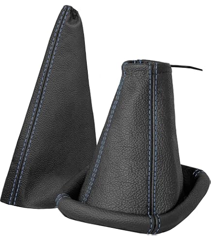 Soufflet Cuir Véritable Levage Vitesse + Frein Main – Compatible Opel Corsa C 2000-2006 – Noir/Bleu L&P Design