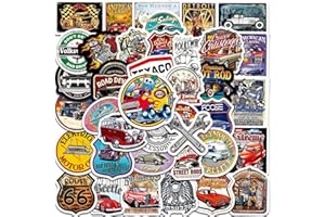 CANVERLENS Pegatinas de coche clásico retro 100 uds, pegatinas de vinilo de decoración estética para álbum de recortes, ordenador portátil, niño, adolescente, niña