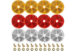 KOVSGQ catadioptre remorque réflecteur rond Catadioptre pour Vehicule 60mm Orange Rouge Blanc 12Stk pour Voitures Camions Caravanes Tracteurs Remorques Avec Vis Écrous