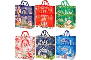 CSYY Duże torby świąteczne, torby na prezenty, 12 sztuk, torby bożonarodzeniowe z uchwytem, torba na prezenty wielokrotnego użytku, włóknina na imprezę, torba na smakołyki, wodoszczelna, torba na prezenty