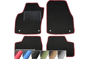 moto-MOLTICO Fußmatten Auto - Velours Autoteppiche passend für Opel Mokka (2012-2019) - 4-teiliges Set - Schwarze Automatten mit Roten Ziernähten