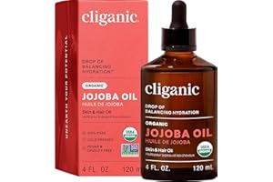 Certified Organic Moisturizing Jojoba Oil 120ml | 100% Pure Natural Cold Pressed Unrefined, Hexane Free Carrier Oil | for Hair Face & Nails | Cliganic 90 Days Warranty